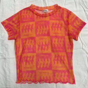 Inamorata Pink Mesh Bambi Baby Tee Size Small